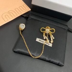 New Miu Miu Vintage Cameo Brooch: Floral Enamel Frame on Gold-Tone Base