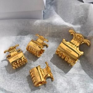 Celine Modernist Hair Clip: Abstract Sculptural Form in Polished Metal