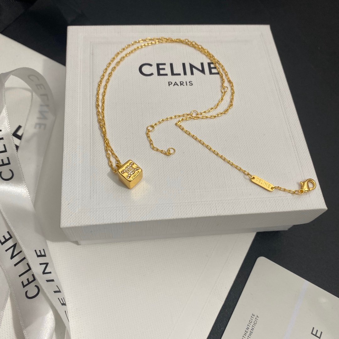 Celine Mirrored Pendant Necklace: Reflective Surface with Engraving 1 Celine Mirrored Pendant Necklace: Reflective Surface with Engraving