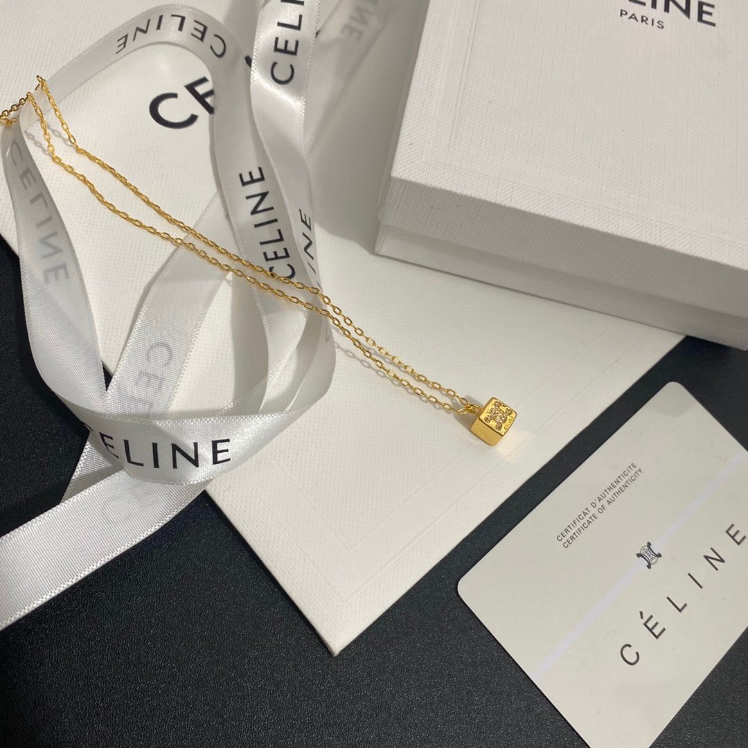 Celine Mirrored Pendant Necklace: Reflective Surface with Engraving 2 Celine Mirrored Pendant Necklace: Reflective Surface with Engraving - Image 2