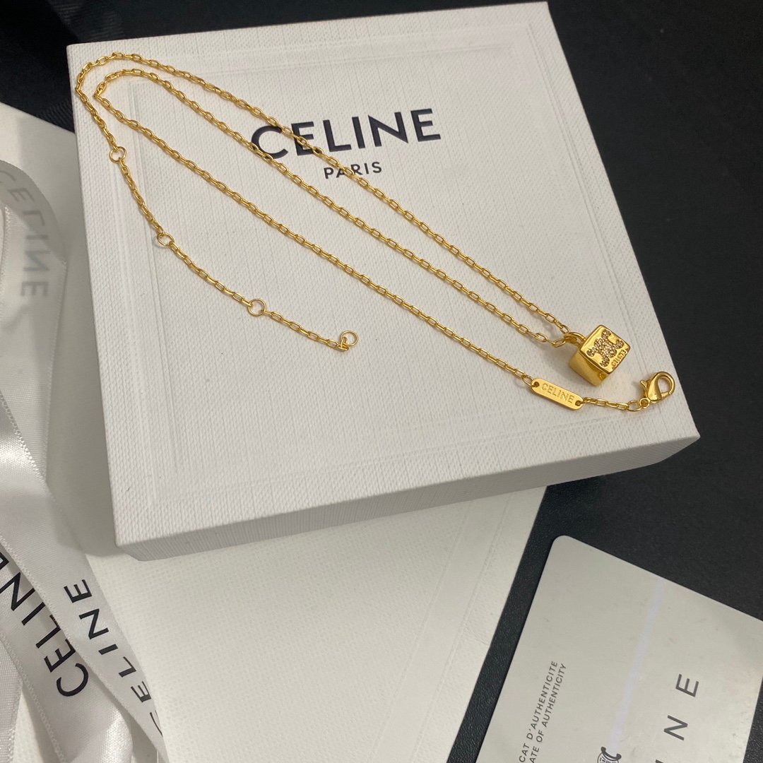 Celine Mirrored Pendant Necklace: Reflective Surface with Engraving 3 Celine Mirrored Pendant Necklace: Reflective Surface with Engraving - Image 3