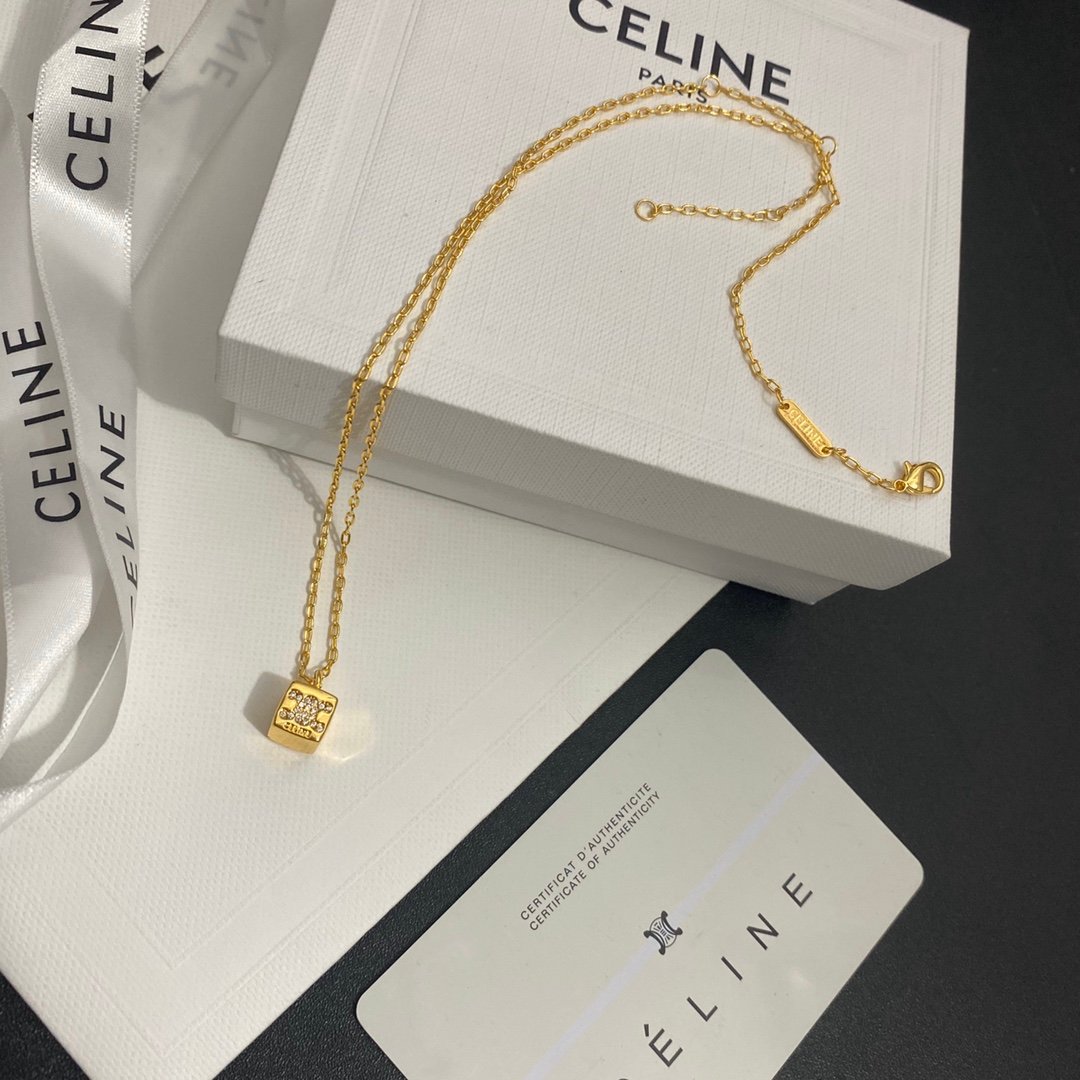 Celine Mirrored Pendant Necklace: Reflective Surface with Engraving 5 Celine Mirrored Pendant Necklace: Reflective Surface with Engraving - Image 5