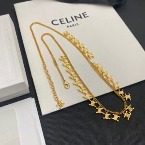 Celine Signature Twisted Rope Necklace: Dual-Tone Metal, Lobster Clasp