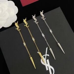 YSL Silk Tassel Ear Jackets: Front Stud with Decorative Back Piece