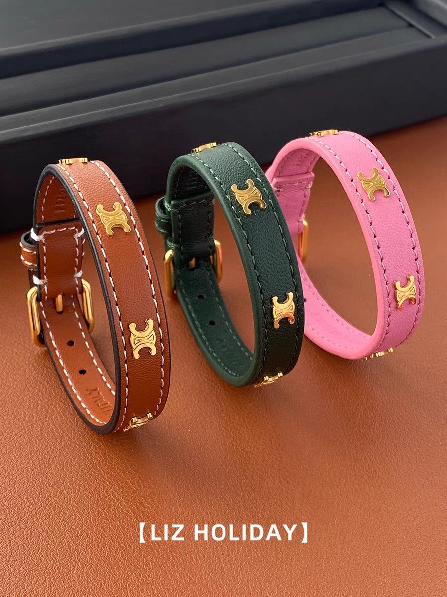 Celine Leather Wrap Bracelets: Knot Closure with Embossed Logo 1 Celine Leather Wrap Bracelets: Knot Closure with Embossed Logo