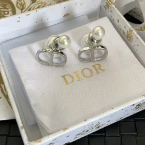 DIOR Plume (Feather) Earrings: Delicate Ostrich Feather Tip Encased in Crystal