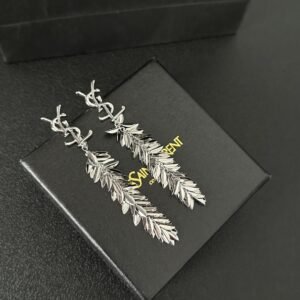 YSL Geometric Initial Earrings: Interlocking 'Y', 'S', 'L' Letters in Silver