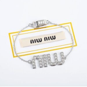 Miu Miu Logo Charm Bracelet: Plaques and Charms on a Delicate Gold-Tone Chain