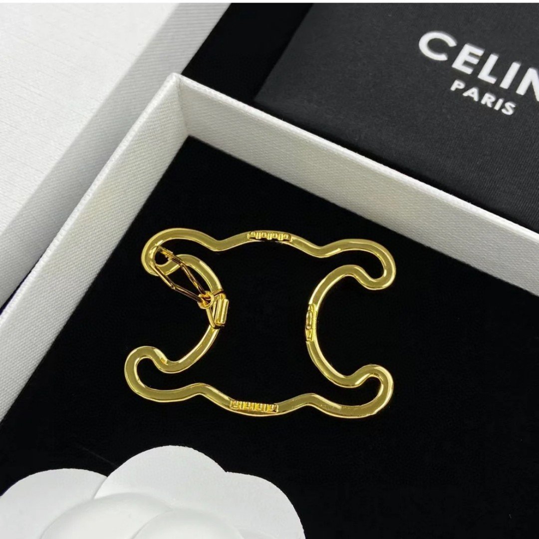 Celine New Hair Pin : Gold-Tone Triomphe Motif Pins for Updos 2 Celine New Hair Pin : Gold-Tone Triomphe Motif Pins for Updos - Image 2