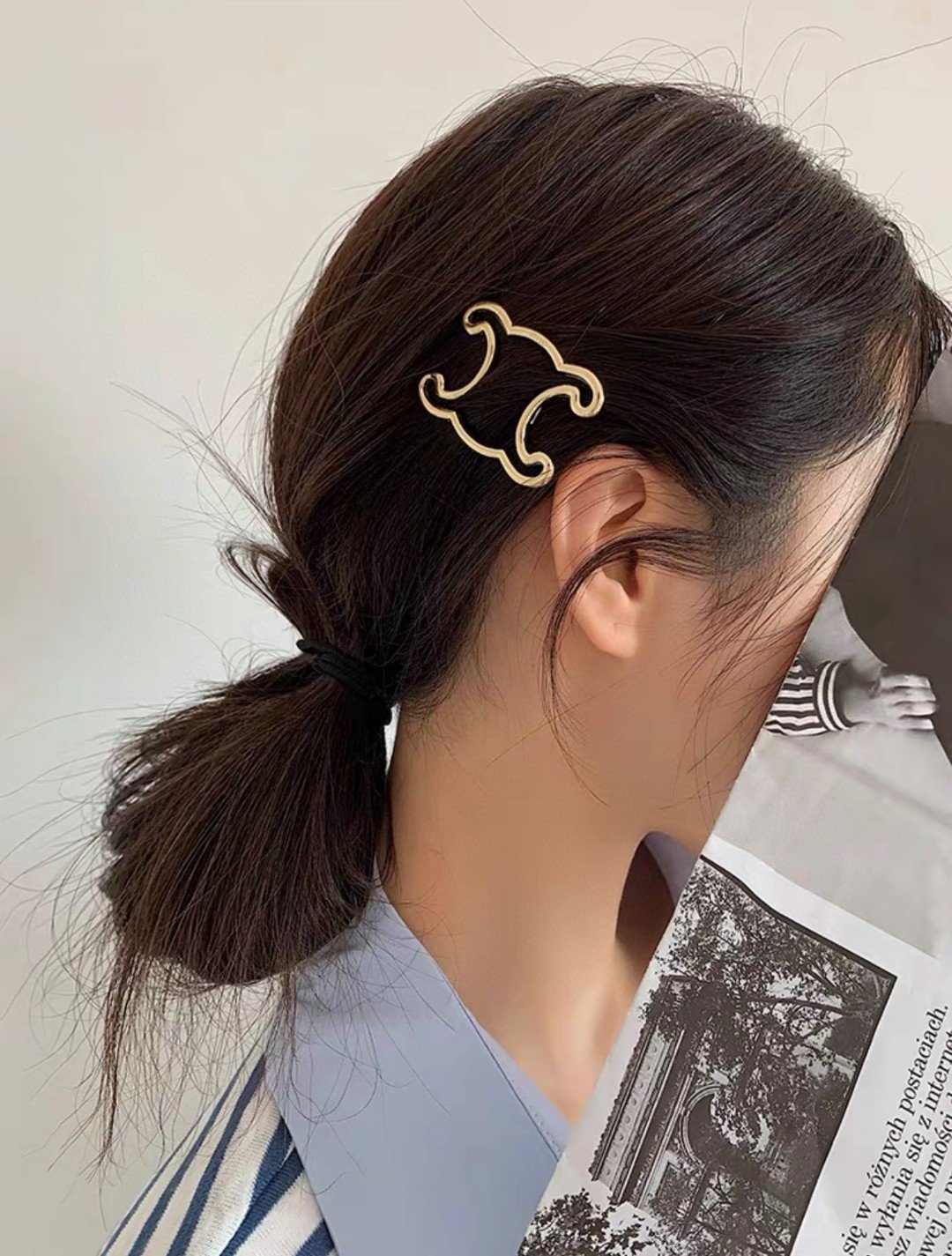 Celine New Hair Pin : Gold-Tone Triomphe Motif Pins for Updos 4 Celine New Hair Pin : Gold-Tone Triomphe Motif Pins for Updos - Image 4