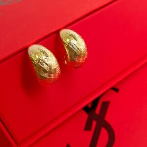 YSL Smoky Quartz Cluster Earrings: Raw Stone Pieces Set in Gold Prongs