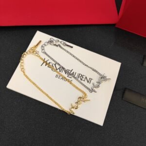 YSL Tassel Chain Bracelet: Silk & Crystal Blend on Adjustable Gold Chain