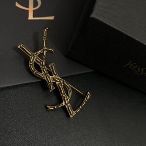 YSL Bamboo & Leather Brooch: Nod to Iconic Bag Hardware Design