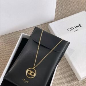 New Celine Pendant Necklace: Engraved Paris Skyline Silhouette, Gold Plated
