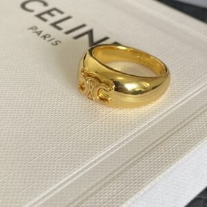 New Celine Paris Script Ring: Engraved Band with Modern Typography