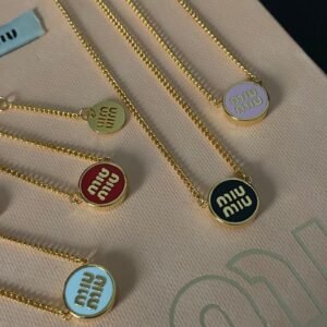 Miu Miu Vintage Locket Necklace: Enamel Floral Frame with Engravable Interior