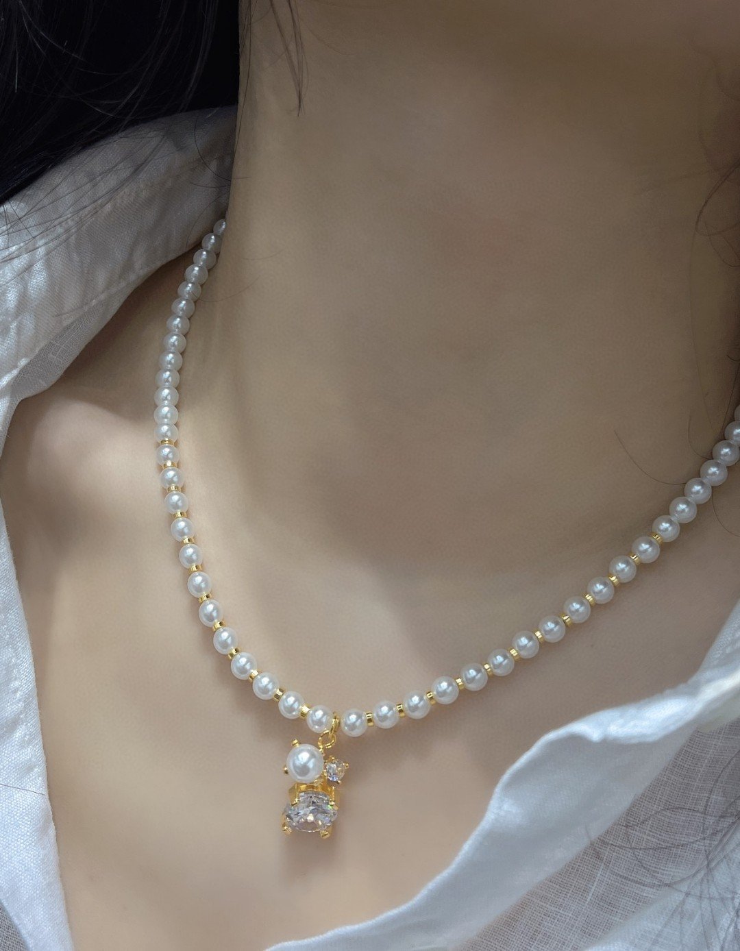 Celine Moon Phase Necklace: Celestial Motif with Crystal Accents 2 Celine Moon Phase Necklace: Celestial Motif with Crystal Accents - Image 2