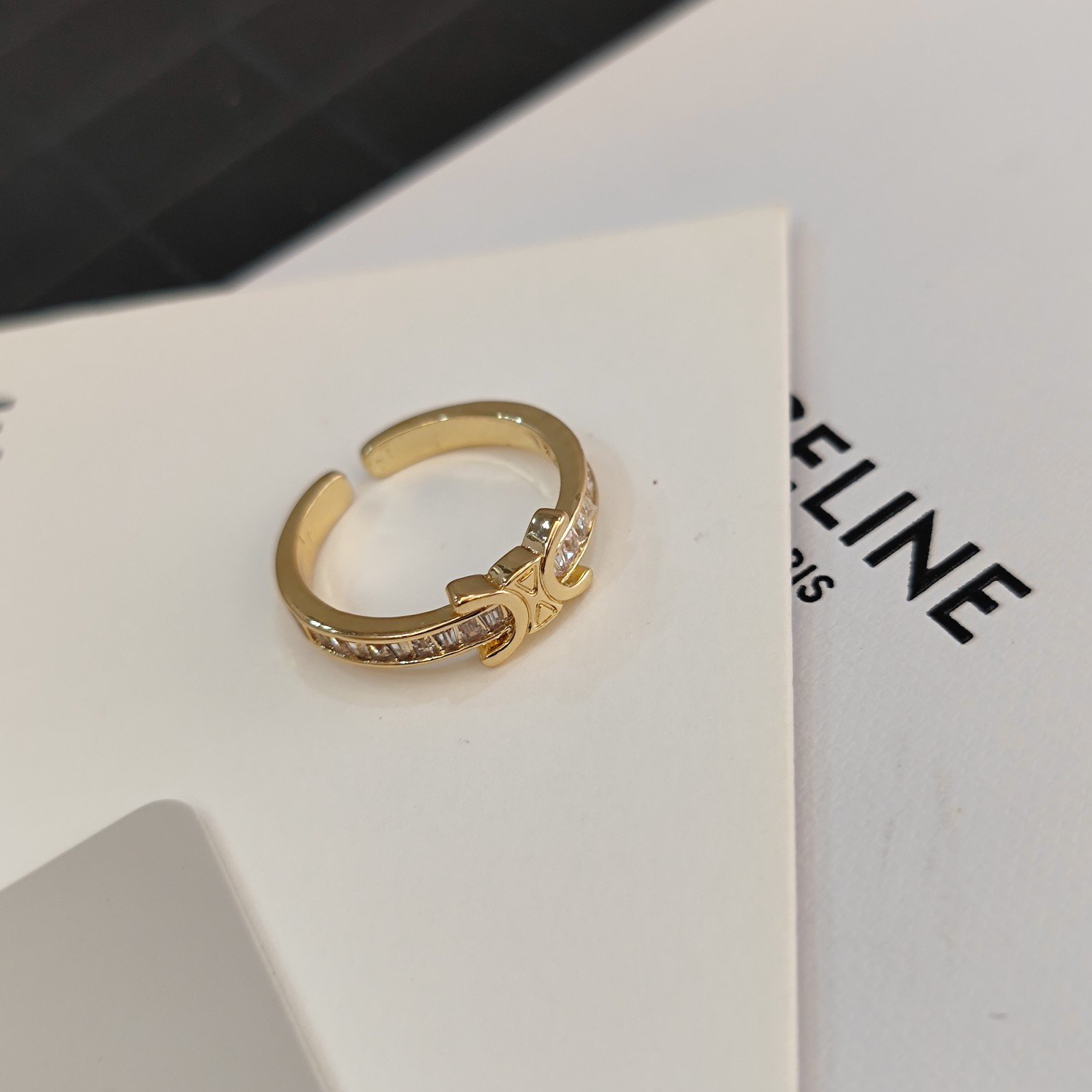 Celine Celestial Ring New: Star & Moon Motif with Pavé Crystal Details 4 Celine Celestial Ring New: Star & Moon Motif with Pavé Crystal Details - Image 4