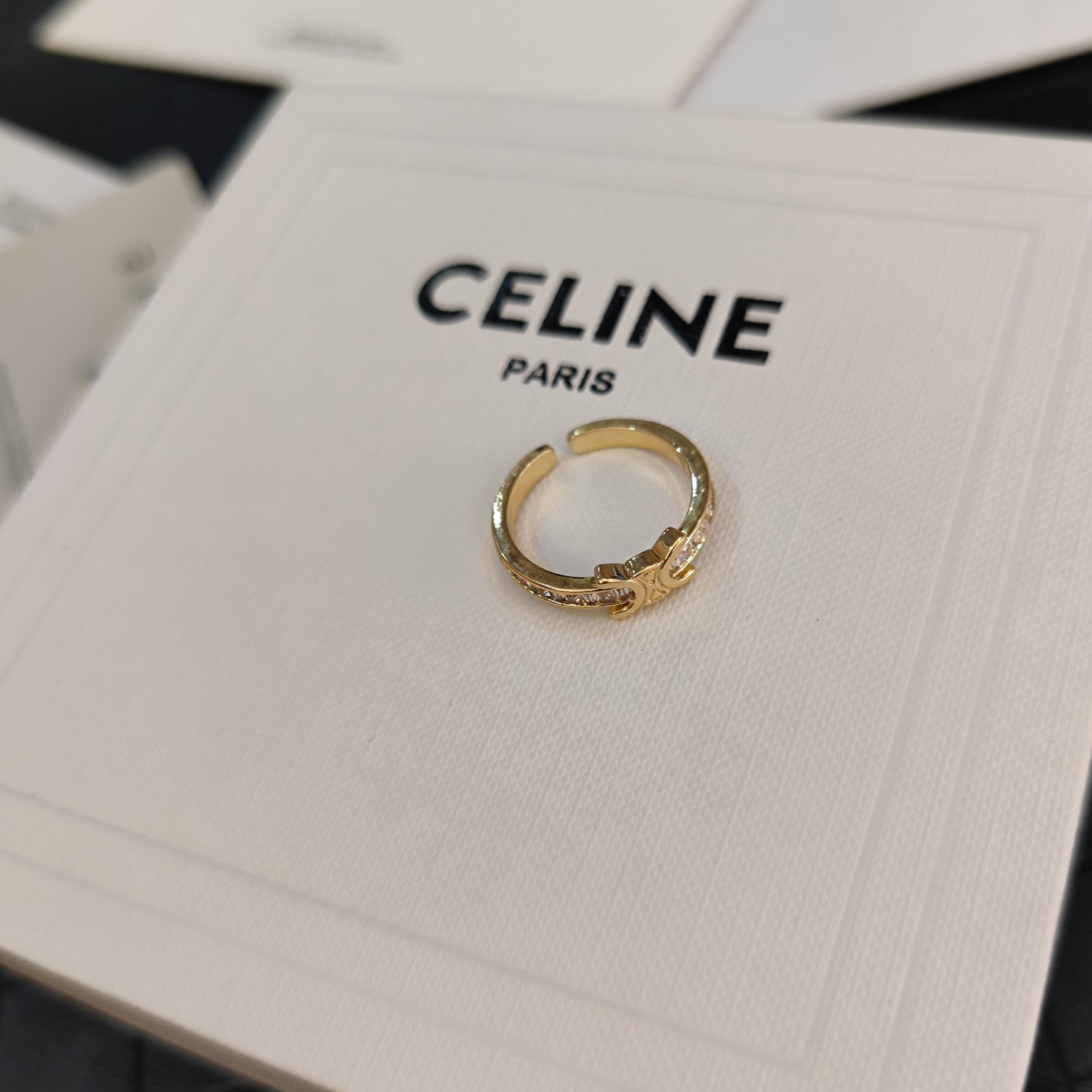 Celine Celestial Ring New: Star & Moon Motif with Pavé Crystal Details 2 Celine Celestial Ring New: Star & Moon Motif with Pavé Crystal Details - Image 2