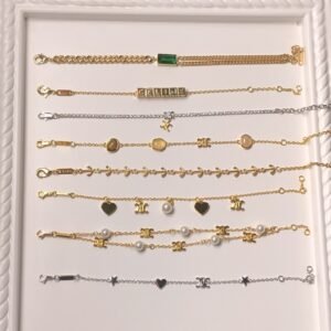 Celine Layered Choker Set: Three Adjustable Chains with Mini Pendants