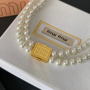 Miu Miu Logo Locket Necklace: Engravable Heart with ‘Miu Miu’ Inscription
