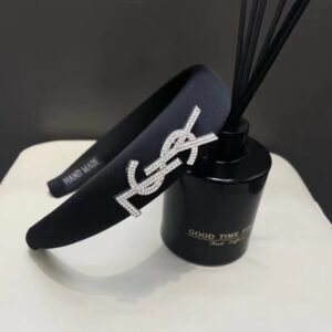 New YSL Satin Scrunchie Headband: Oversized Bow & Embroidered Cassandre Logo