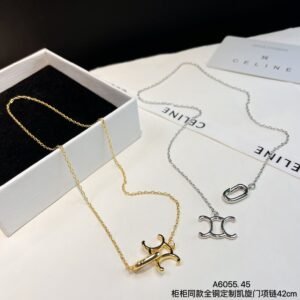 Celine Safety Pin Necklace: Oversized Design with Logo Engraving