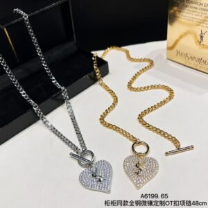 New YSL Loulou Puff Necklace: Quilted Leather Pendant with Gold Tone Logo