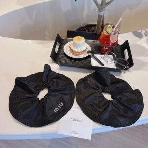 Miu Miu Pearl Accent Hair Tie: Baroque Pearl on Velvet Elastic Band