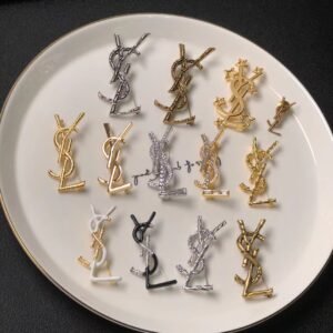 New YSL Loulou Puff Stud Earrings: Quilted Leather Motif with Logo Charm