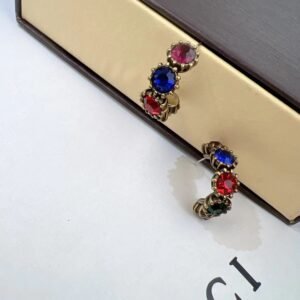 Gucci Web Stripe Clip Earrings: Red & Green Enamel for Non-Pierced Ears