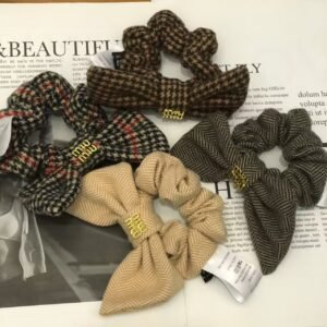 Miu Miu Embroidered Velvet Hair Tie: Floral Motif with Adjustable Elastic