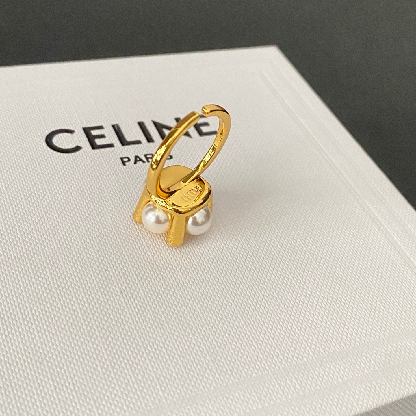 New Celine Ava Triomphe Ring: Fluted Dome with Embossed Logo, Adjustable 6 New Celine Ava Triomphe Ring: Fluted Dome with Embossed Logo, Adjustable - Image 6