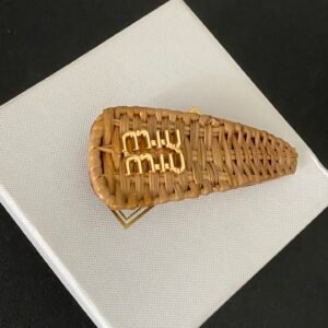 Miu Miu Chain Detail Barrette: Interwoven Gold Chains on Black Base