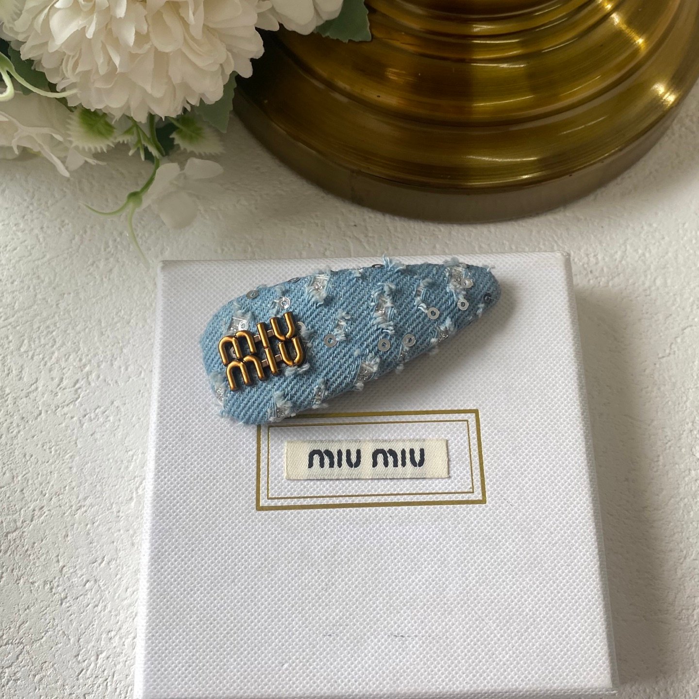 Miu Miu Velvet Butterfly Clip: Embossed Wings with Micro Crystal Details 8 Miu Miu Velvet Butterfly Clip: Embossed Wings with Micro Crystal Details - Image 8