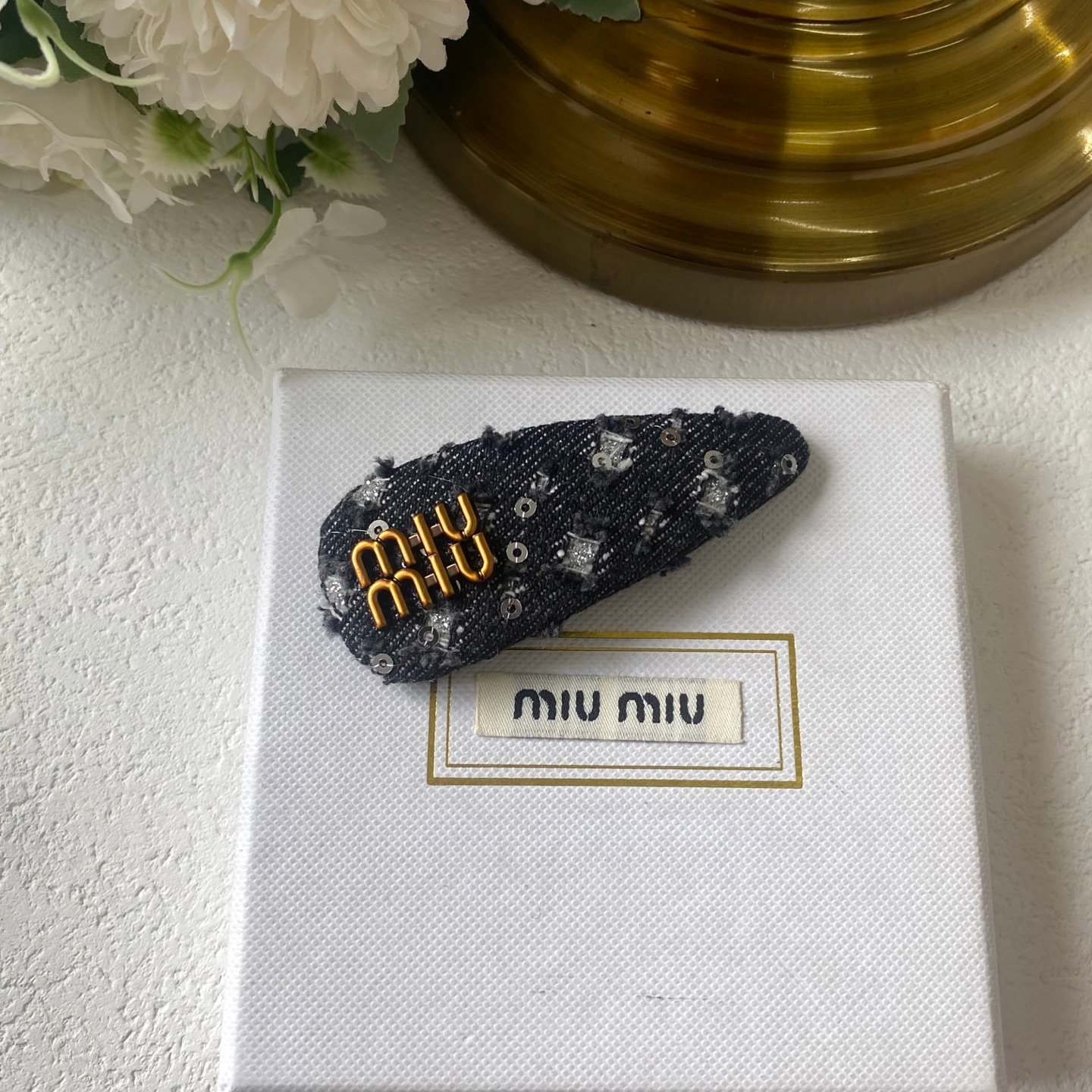 Miu Miu Velvet Butterfly Clip: Embossed Wings with Micro Crystal Details 9 Miu Miu Velvet Butterfly Clip: Embossed Wings with Micro Crystal Details - Image 9