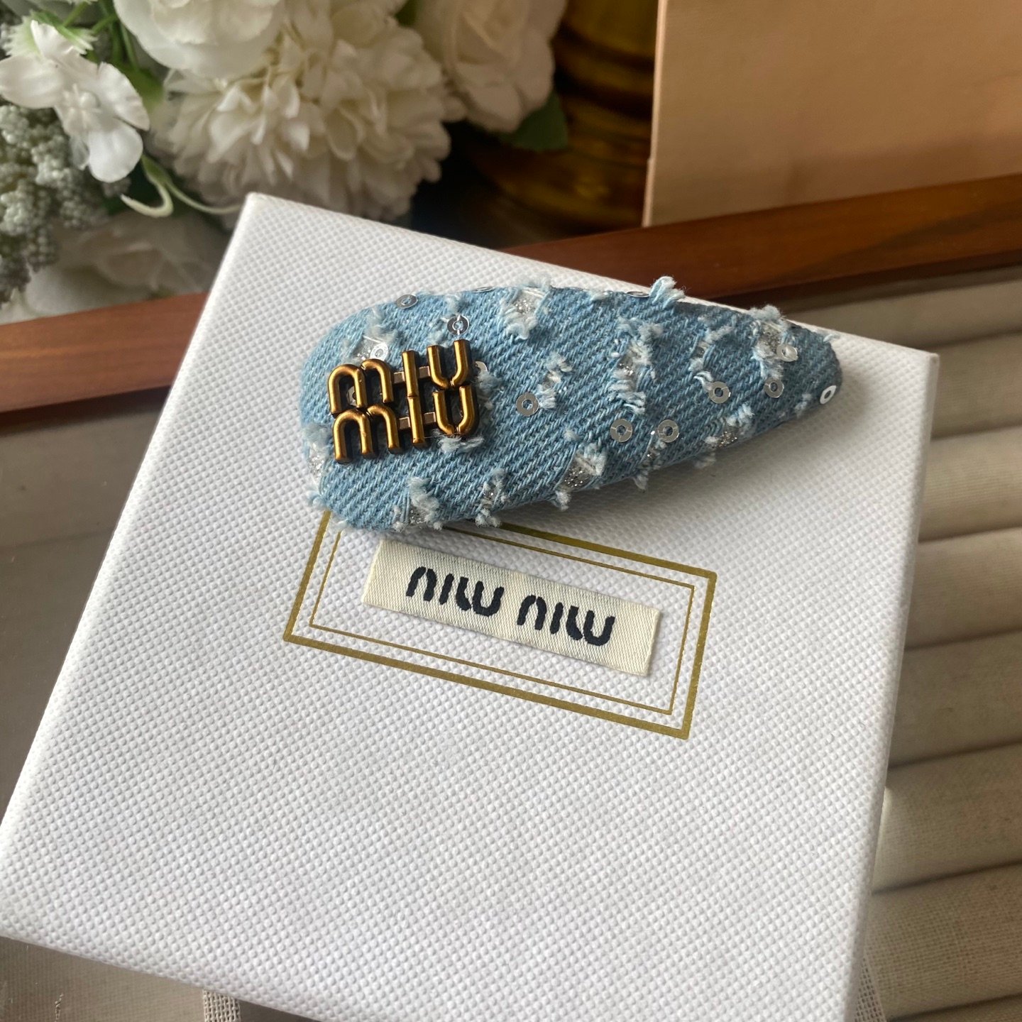 Miu Miu Velvet Butterfly Clip: Embossed Wings with Micro Crystal Details 3 Miu Miu Velvet Butterfly Clip: Embossed Wings with Micro Crystal Details - Image 3