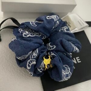 Celine Leather Hair Tie: Adjustable Knot Design in Smooth Calfskin