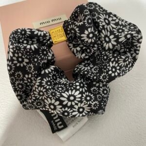 New Miu Miu Logo Print Hair Ties: Set of 3 with Signature ‘Miu Miu’ Pattern