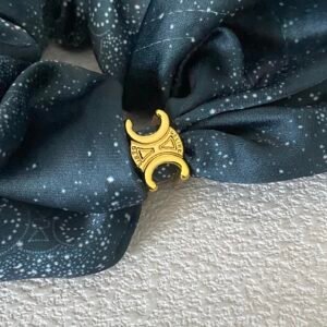 New Celine Hair Tie  Silk Scrunchies: Luxe Satin with Subtle Logo Embroidery
