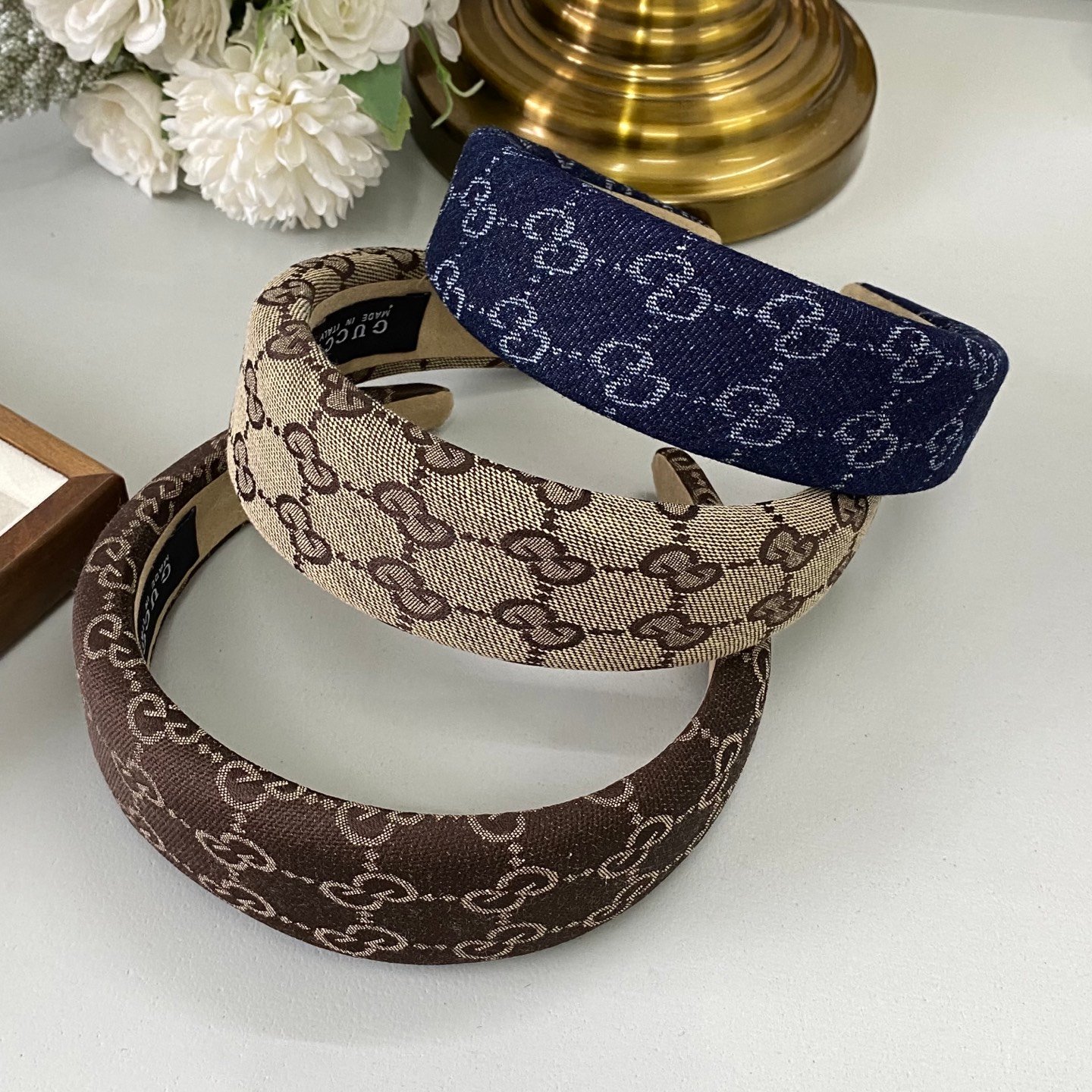 Gucci Tiger Head Statement Headband: Embroidered Motif on Satin Band 1 Gucci Tiger Head Statement Headband: Embroidered Motif on Satin Band