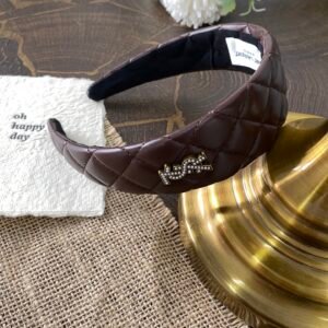 YSL Leather Knot Headband: Minimalist Calfskin Design with Embossed YSL